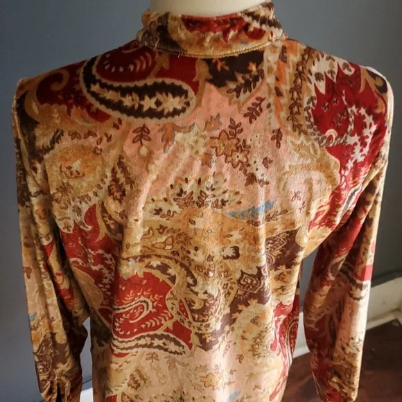 Soft surroundings  Burnout Button-down  velour velvet  Top XS - Picture 5 of 11